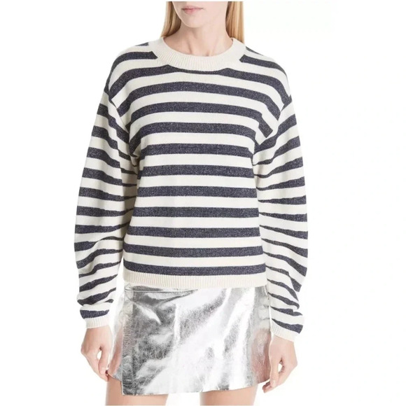 NWOT BA&SH Sunday Striped Wool Jumper Pullover Sweater Ecume Casual Women’s 8 - Picture 1 of 13